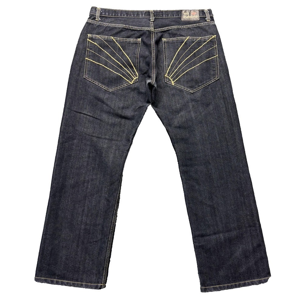 Red Diamond Jeans‎ Mens 40x32 Blue Straight Leg Dark Wash Yellow Stitching Denim
